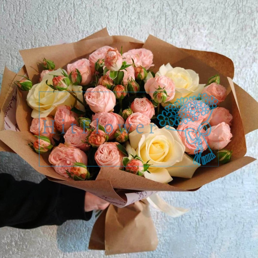 Букет роз Сливочный крем